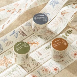 Floral Collage Washi Tape - Tulips, Butterfly, Mushrooms, Leaf butterfly floral collage washi tape b5