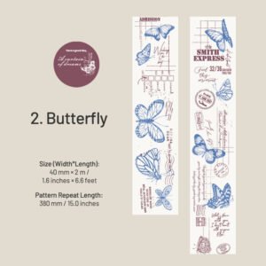 Floral Collage Washi Tape - Tulips, Butterfly, Mushrooms, Leaf butterfly floral collage washi tape sku 2