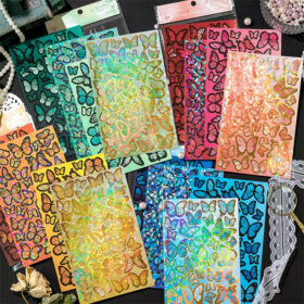 Butterfly Holographic Hot Stamping Coated Paper Sticker Sheets