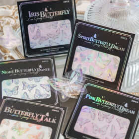 Butterfly Holographic Hot Stamping Silver Clear Transparent Stickers
