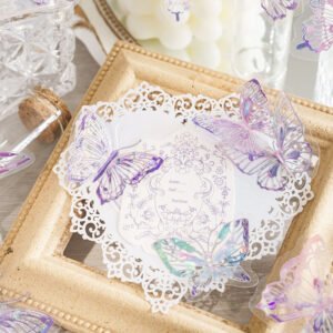 butterfly holographic hot stamping silver pet stickers b4