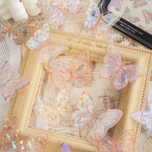 butterfly holographic hot stamping silver pet stickers b5