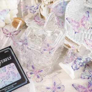 butterfly holographic hot stamping silver pet stickers b7