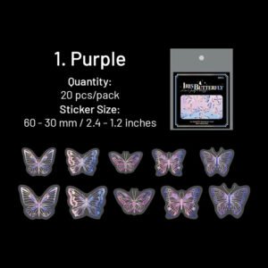 butterfly holographic hot stamping silver pet stickers sku 1