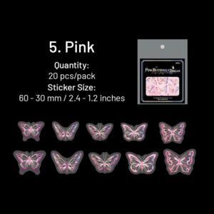 butterfly holographic hot stamping silver pet stickers sku 5