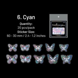 butterfly holographic hot stamping silver pet stickers sku 6