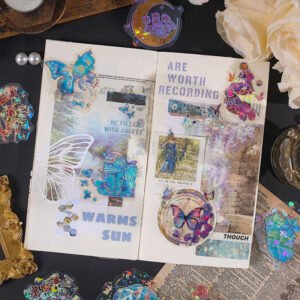 butterfly holographic pet stickers rose tulip b3