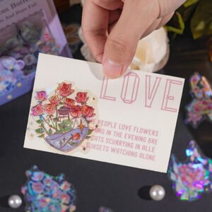 butterfly holographic pet stickers rose tulip b6