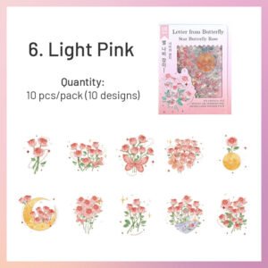 butterfly holographic pet stickers rose tulip sku 6