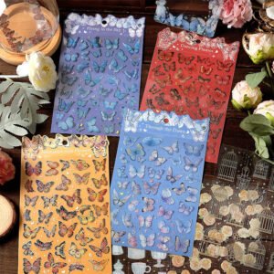 Butterfly Illustrated Book Retro Clear Transparent Stickers