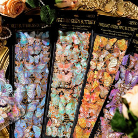 Butterfly-themed Holographic Hot Stamping Clear Transparent Sticker Sheet