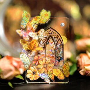 butterfly themed holographic hot stamping pet sticker sheet b3