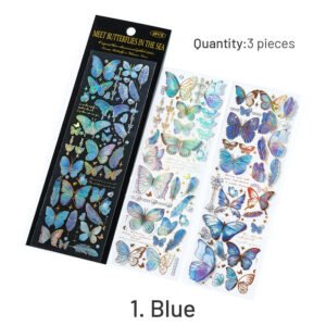 butterfly themed holographic hot stamping pet sticker sheet sku 1