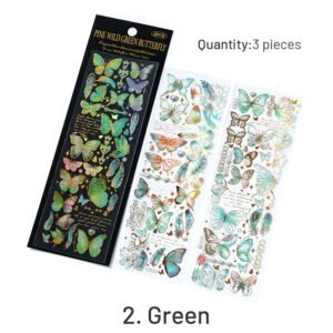 butterfly themed holographic hot stamping pet sticker sheet sku 2