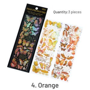 butterfly themed holographic hot stamping pet sticker sheet sku 4