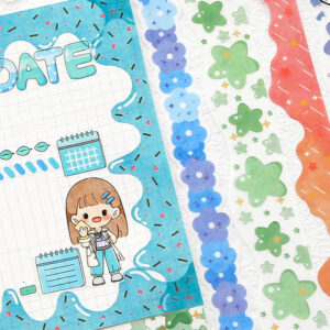 Candy Color Stars Flowers Bubbles Border Decoration Washi Stickers Usage View -