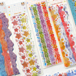 Candy Color Stars Flowers Bubbles Border Decoration Washi Stickers Side View -