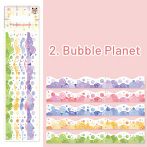 Candy Color Stars Flowers Bubbles Border Decoration Washi Stickers Size Reference -