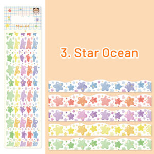 Candy Color Stars Flowers Bubbles Border Decoration Washi Stickers Color Options -