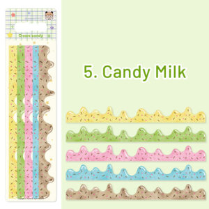 Candy Color Stars Flowers Bubbles Border Decoration Washi Stickers Close Up -