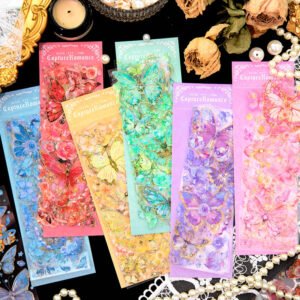Capture Romance Gold Stamping Butterfly Decorative Clear Transparent Stickers - Holographic Clear Transparent Butterfly