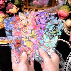 capture romance gold stamping butterfly decorative pet stickers holographic pet butterfly b1