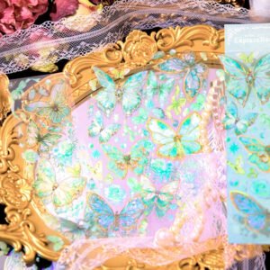 capture romance gold stamping butterfly decorative pet stickers holographic pet butterfly b3