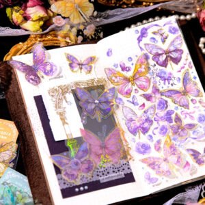 capture romance gold stamping butterfly decorative pet stickers holographic pet butterfly b4
