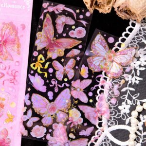 capture romance gold stamping butterfly decorative pet stickers holographic pet butterfly c2