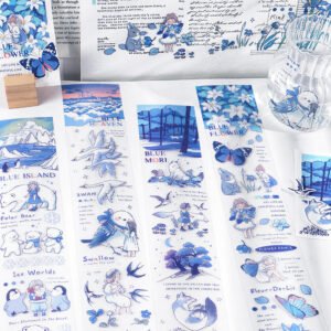 Blue Friend Cartoon Animal Long Strip Clear Transparent Sticker