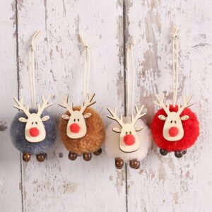 cartoon christmas deer pom pom pendant b2