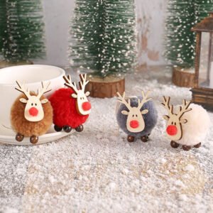 cartoon christmas deer pom pom pendant b3