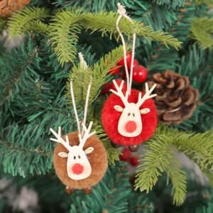 cartoon christmas deer pom pom pendant b4