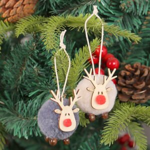 cartoon christmas deer pom pom pendant b5