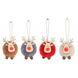 cartoon christmas deer pom pom pendant b7