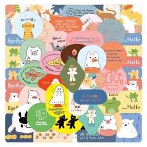 cartoon cute little animal rabbit bear sticker 1