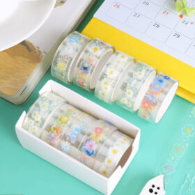 Cartoon Daisy Transparent Clear Transparent Tape Set (5 Rolls)