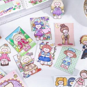 cartoon girl dress up sticker b1