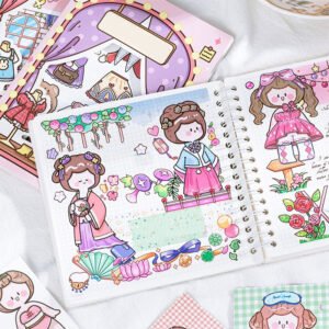 cartoon girl dress up sticker b2