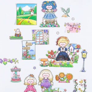 cartoon girl dress up sticker b3