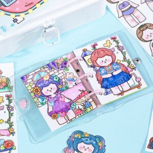 cartoon girl dress up sticker b4