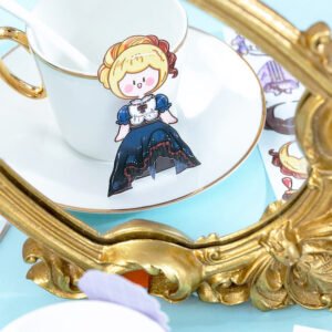 cartoon girl dress up sticker b5