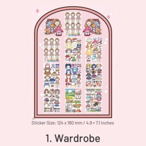 cartoon girl dress up sticker sku 1