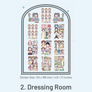 cartoon girl dress up sticker sku 2
