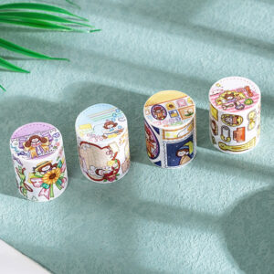 Cartoon Girl Washi Tape - Stamp, Bow, Plaid, Clip Color Options -