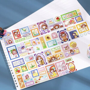 Cartoon Girl Washi Tape - Stamp, Bow, Plaid, Clip Usage View -