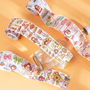 Cartoon Girl Washi Tape - Stamp, Bow, Plaid, Clip Side View -