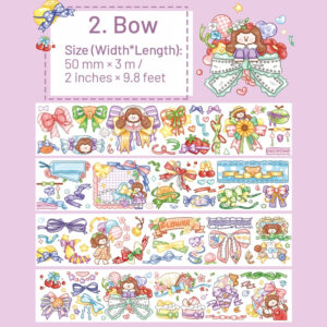 Cartoon Girl Washi Tape - Stamp, Bow, Plaid, Clip Close Up -