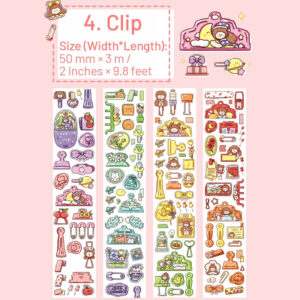 Cartoon Girl Washi Tape - Stamp, Bow, Plaid, Clip View 12 -
