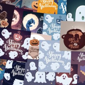Cartoon Halloween Decorations Scrapbook Paper